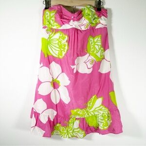 Lilly Pulitzer Silk Cotton Mini Strapless Dress Size 2 Y2K